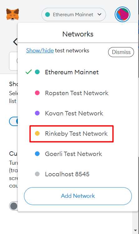 Connecting to the Rinkeby Network with MetaMask