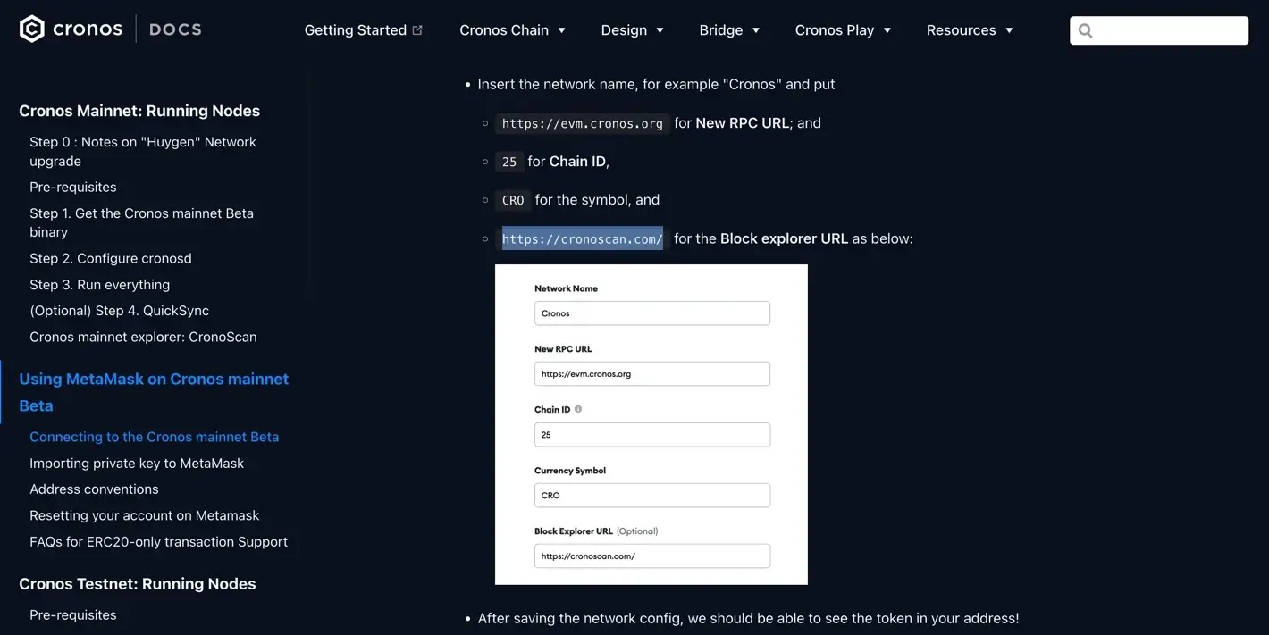 Step 4: Connect to Cronos Network