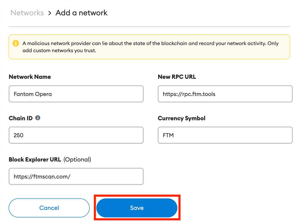 Step 3: Add FTM to the Metamask Network List