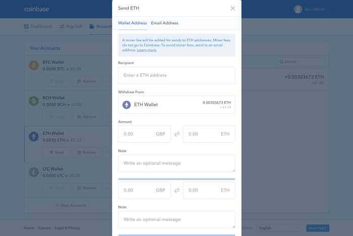 3. Paste the wallet address in Coinbase