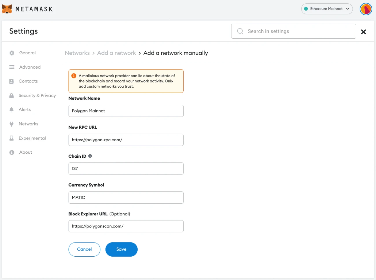 Step-by-step guide on how to configure Metamask to interact with the Polygon network