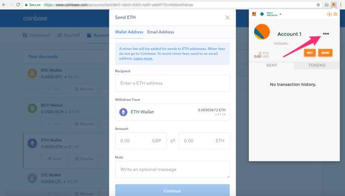 3. Connect your MetaMask wallet to Coinbase