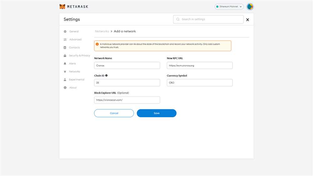 How to Connect MetaMask to Cronos Chain