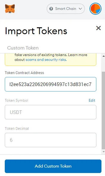 Step 3.1: Selecting the USDT Contract