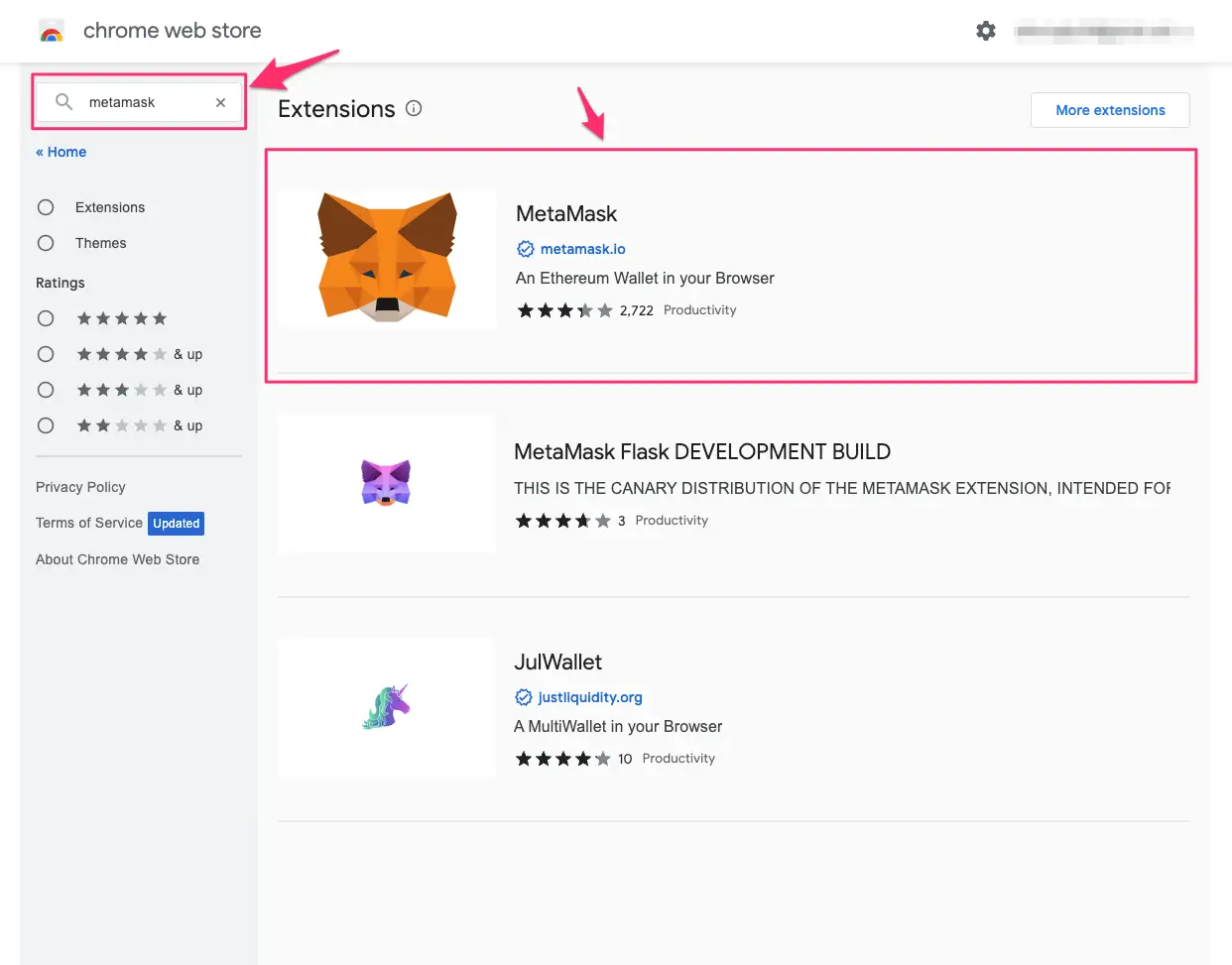 Configuring the Metamask Extension