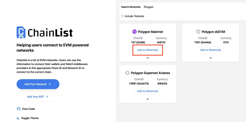 Step 4: Switch to Polygon Mainnet