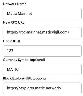 Adding Matic Mainnet