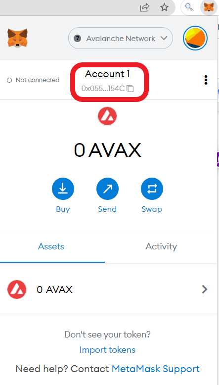Transfer AVAX to Metamask wallet